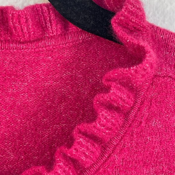 Sundance Womens Small Pink Ruffle Collar Edwina Henley Sweater Wool Blend Knit - Picture 10 of 12